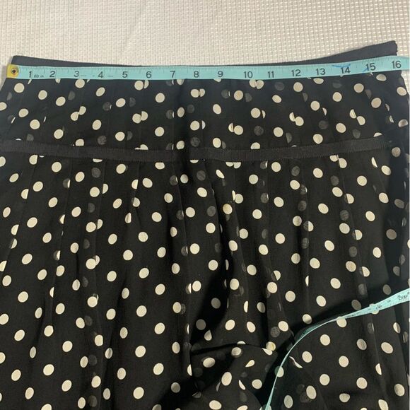 Lauren Ralph Lauren Black & White Silk Polka Dot Flowy Skirt - Picture 10 of 11